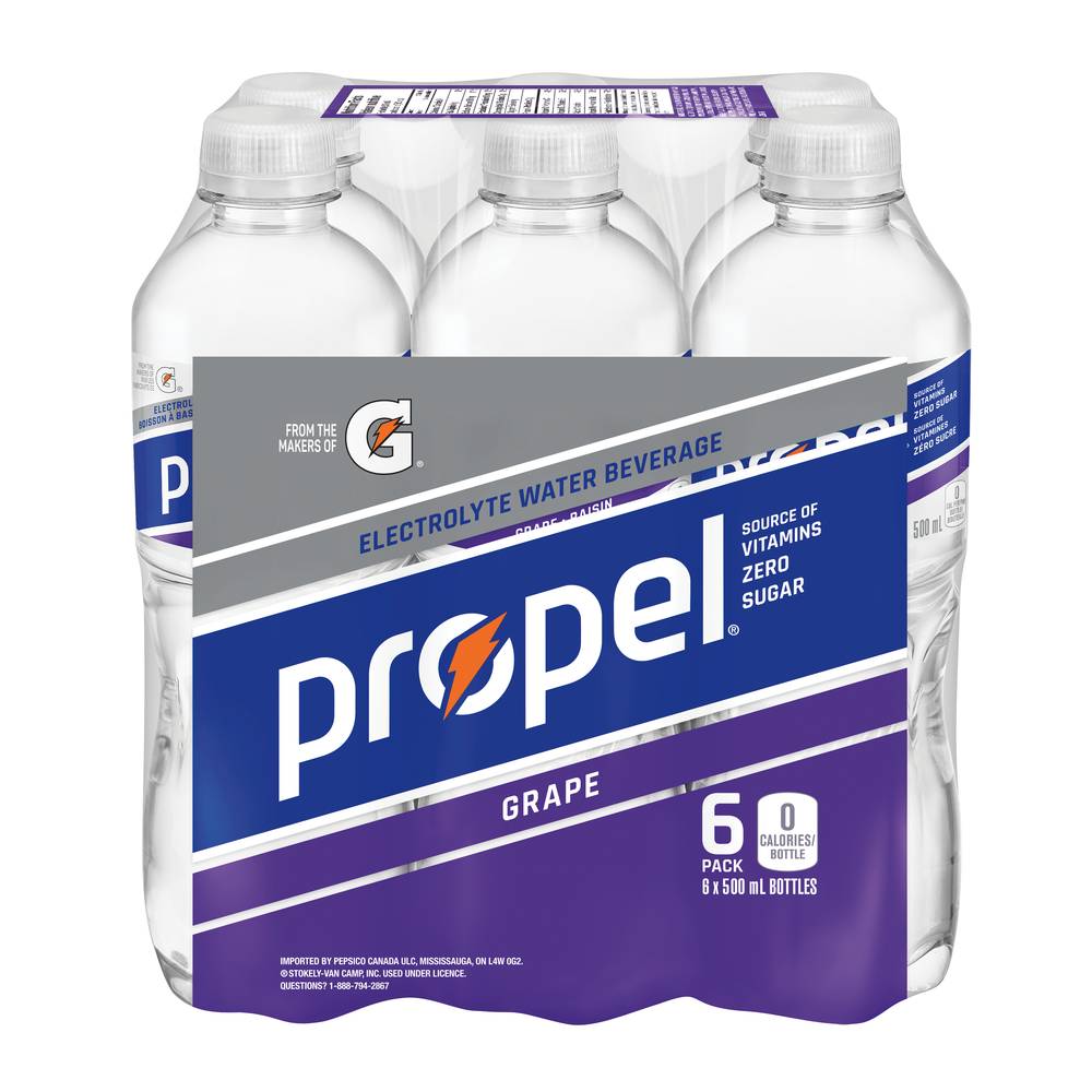 Propel Zero Sugar Grape Electrolytes Drink (6 x 500 ml)