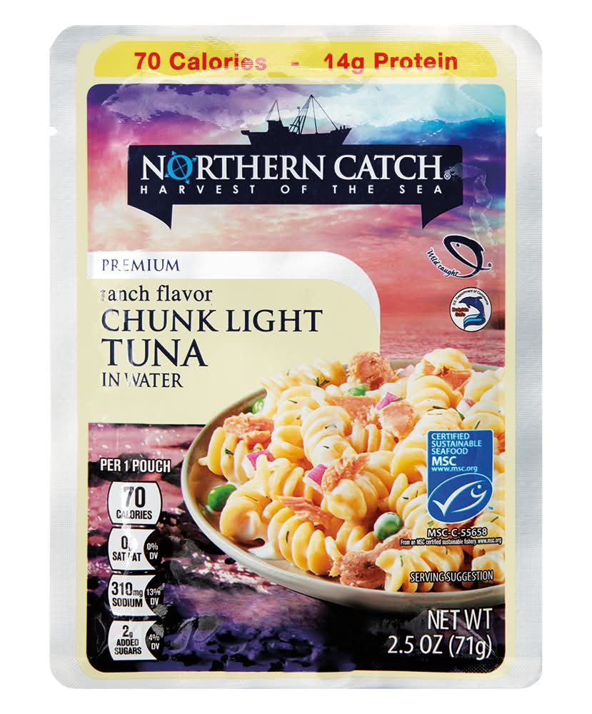 Northern Catch Premium Chunk Light Tuna in Water Pouch, Ranch (2.5 oz)