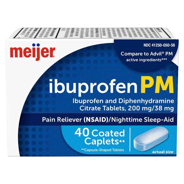 Meijer Ibuprofen Pm, Ibuprofen and Diphenhydramine Citrate Tablets, 200 Mg/38 mg (40 ct)
