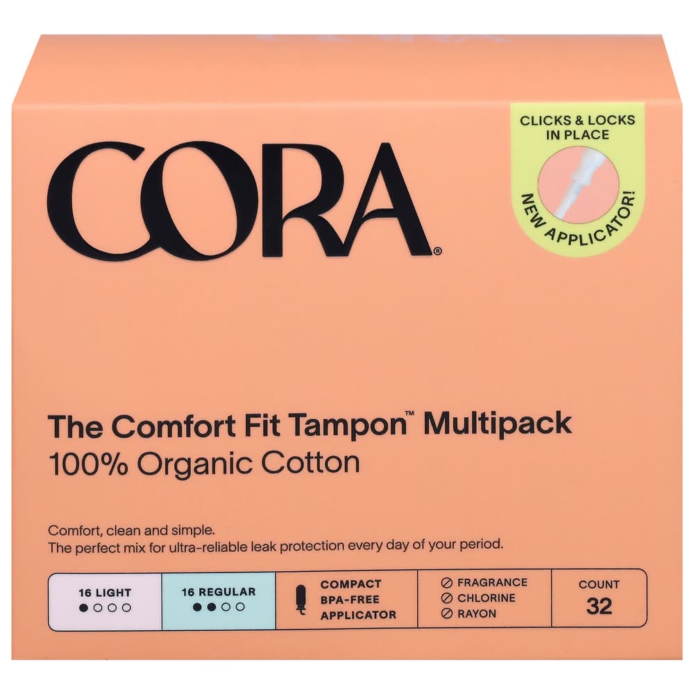 Cora The Comfort Fit 100% Organic Cotton Tampons (32 ct)