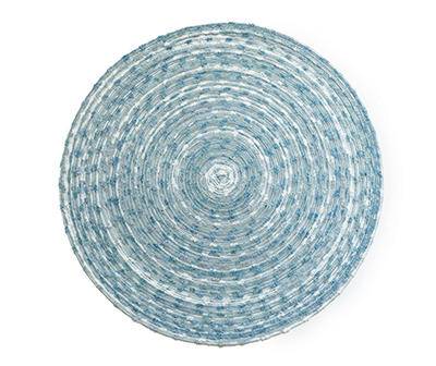 Blue Round Woven Vinyl Willow Placemat