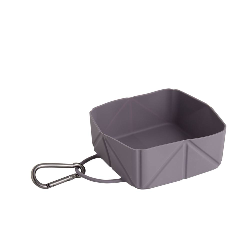 Top Paw Square Collapsible Bowl (Color: Grey)