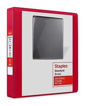 Staples 1 1/2 3-Ring View Binders, D-Ring, Red (58684)