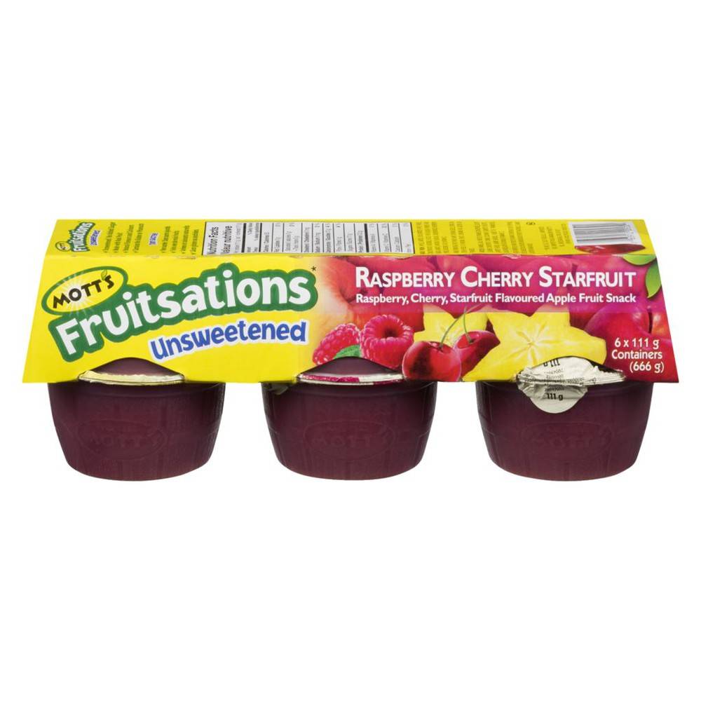 Mott's compote de pommes-framboises et cerises non sucrée, fruitsations (6x111 g) - fruitsations fruit snacks (6 x 111 g)