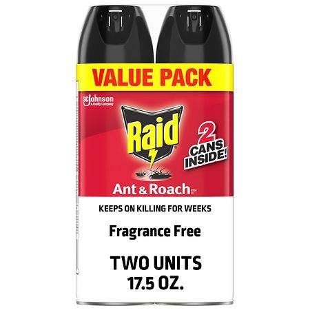 Raid Ant & Roach Killer Spray, Fragrance-Free (2 x 1.09 lbs)