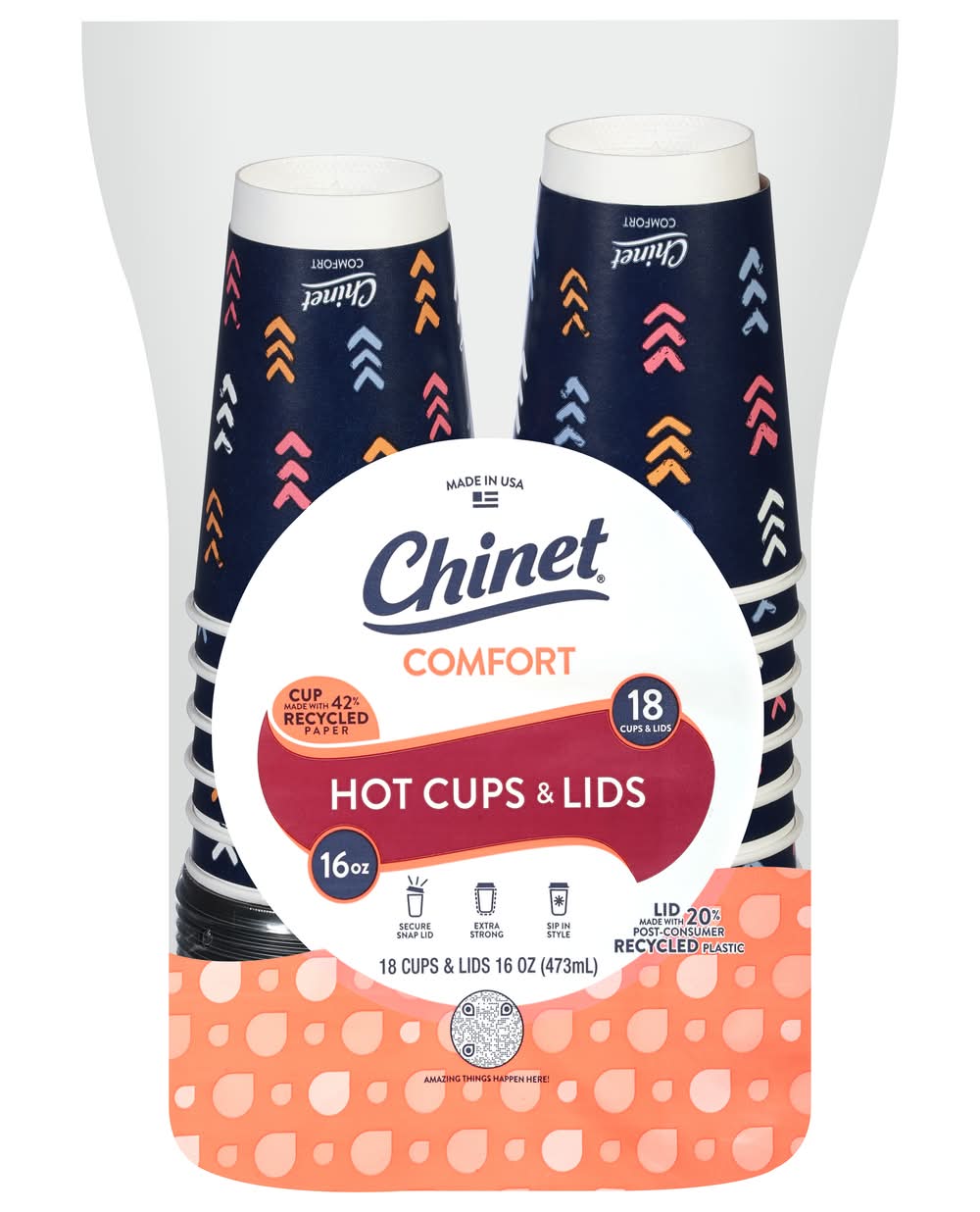 Chinet Double-Layer Comfort Insulated Cups & Lids 16 oz (36 ct)