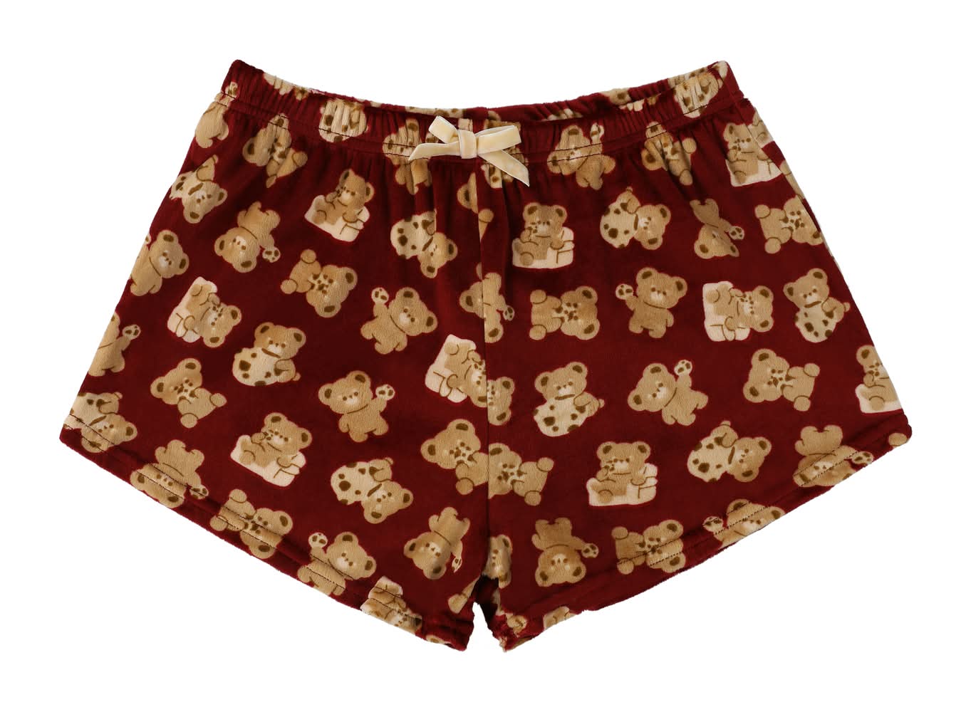 Women's Plush Lounge Shorts Small Dark Red