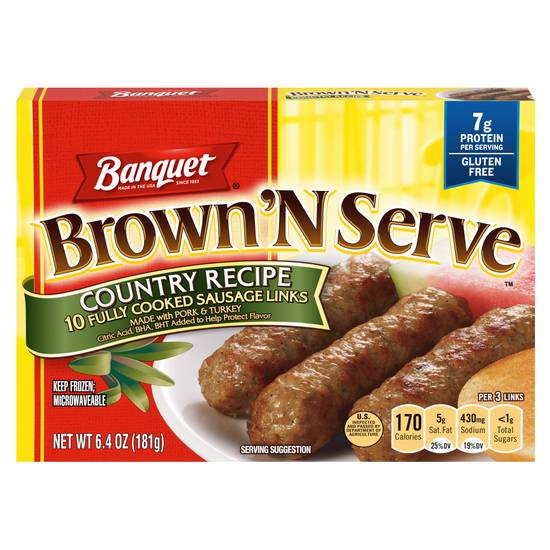 Banquet Brown N Serve Country Recipe Fully Cooked Sausage Links (10 ct)