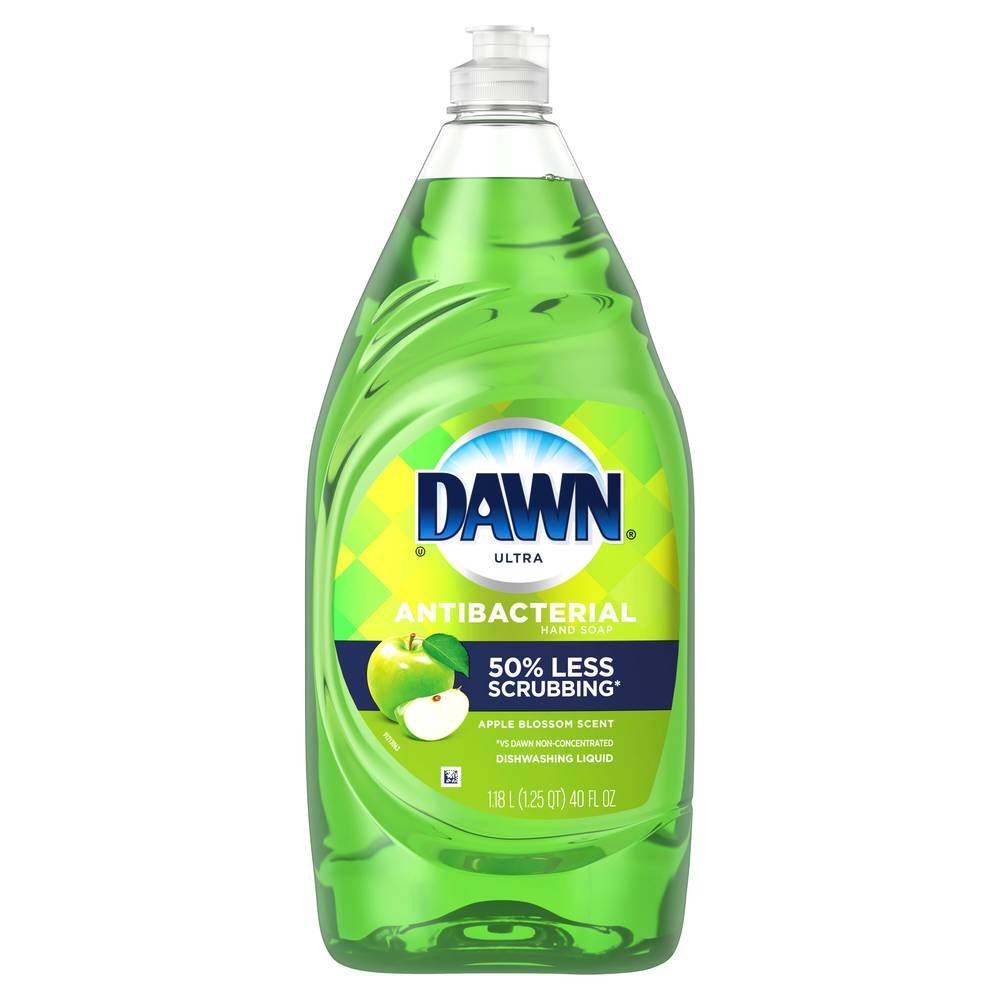 Dawn Ultra Antibacterial Liquid Dish Soap, Apple Blossom Scent, 40 oz