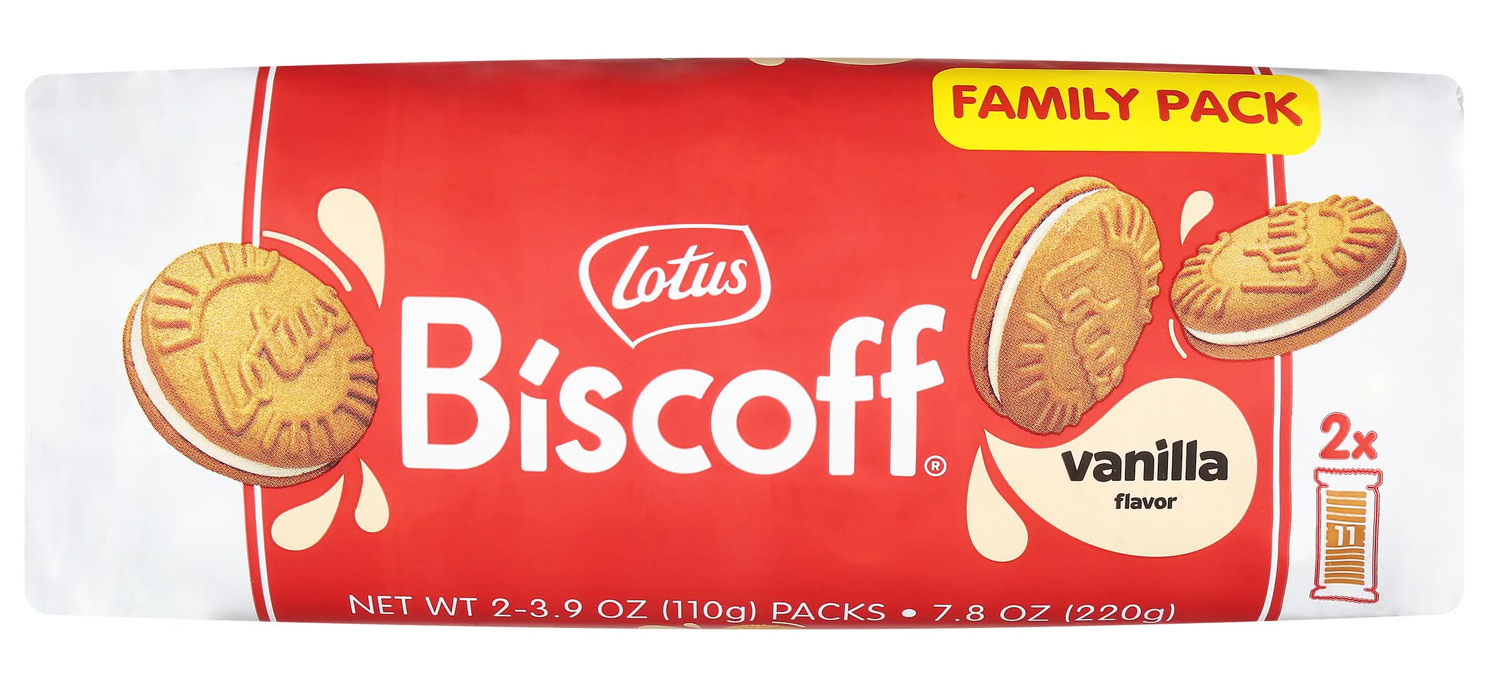 Lotus Biscoff Sandwich Cookies Family pack, Vanilla (2 x 3.9 oz)