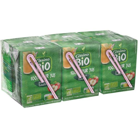 CASINO BIO - Jus de pomme - 100% pur jus - Biologique - 6x20cl