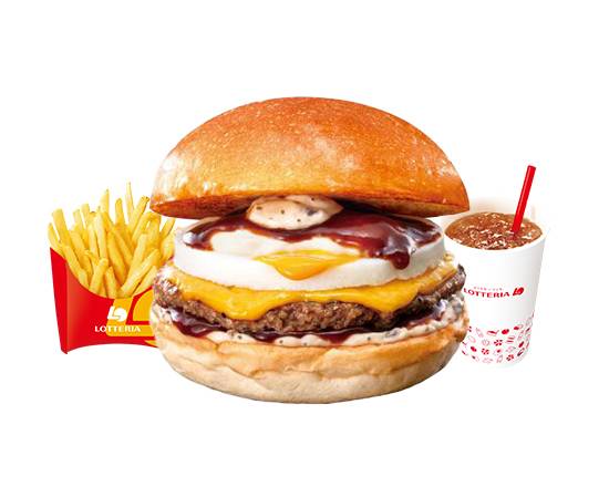 【セット】トリュフ薫る半熟月見 絶品チーズバーガー Ultimate Cheeseburger with Soft-Boiled Egg, Truffle-flavored Mayo, and Demi-glace Sauce