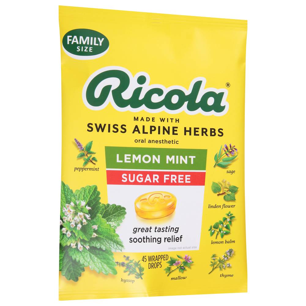 Ricola Family Size Lemon Mint Sugar Free Oral Anesthetic