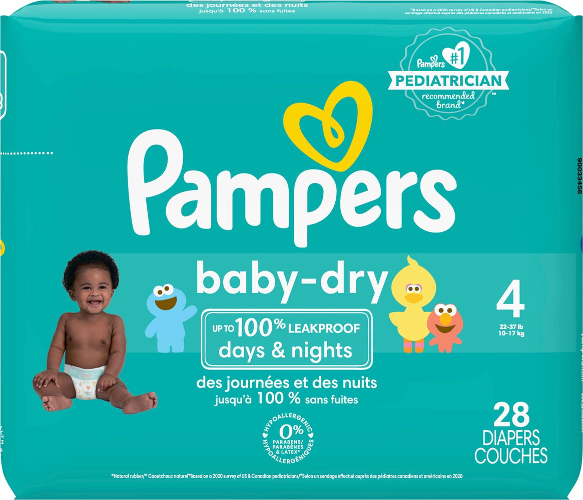 Pampers Baby Dry 100% Leakproof Diapers, Stage 4 (28 ct)