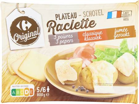 Fromage en Tranches à Raclette : 3 Poivres,Classique,Fumée CARREFOUR ORIGINAL - la barquette de 800g