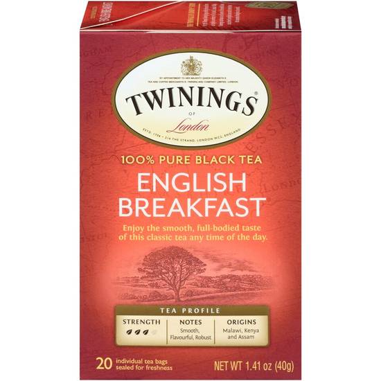 Twinings of London English Breakfast Tea Bags, 20 CT