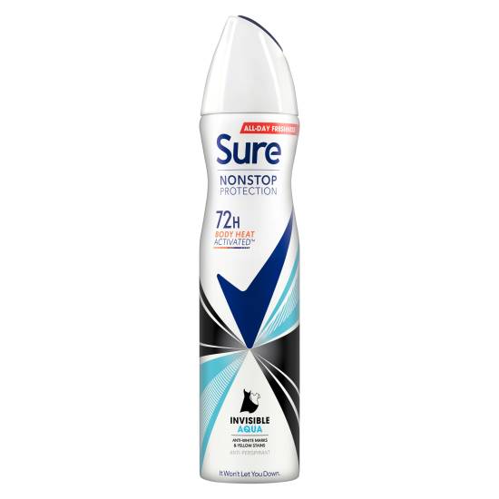 Sure Anti-Perspirant Deodorant Aerosol Invisible Aqua Nonstop Protection