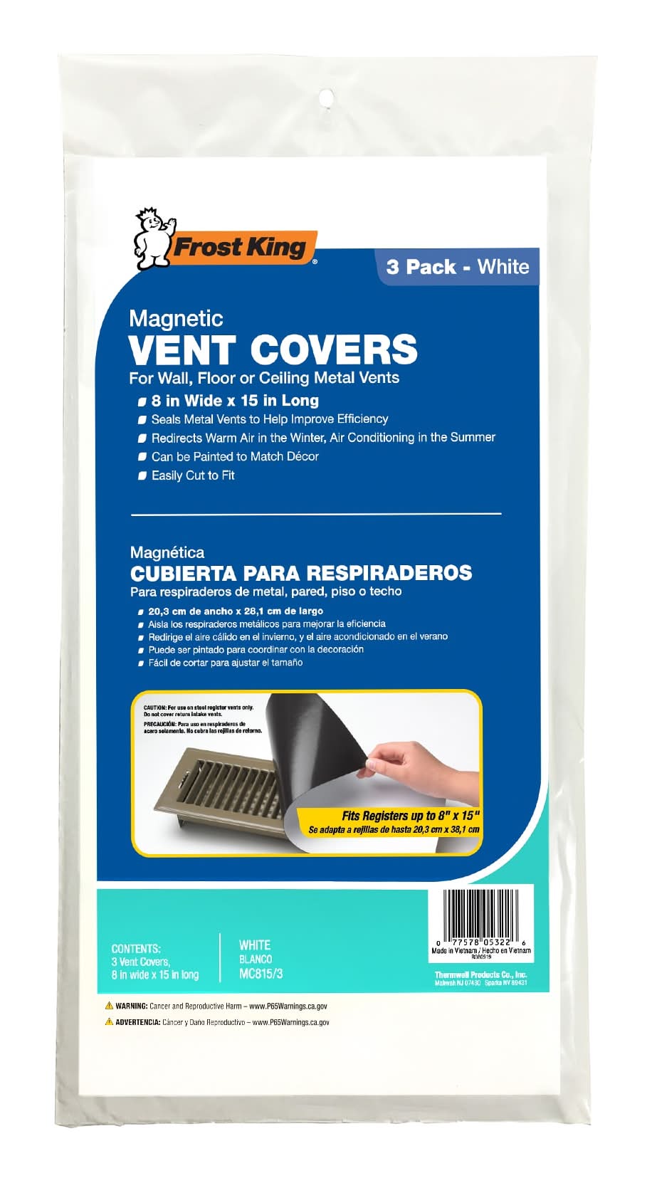 Frost King 8-in x 15-in Magnetic Mount Vent Cover in White