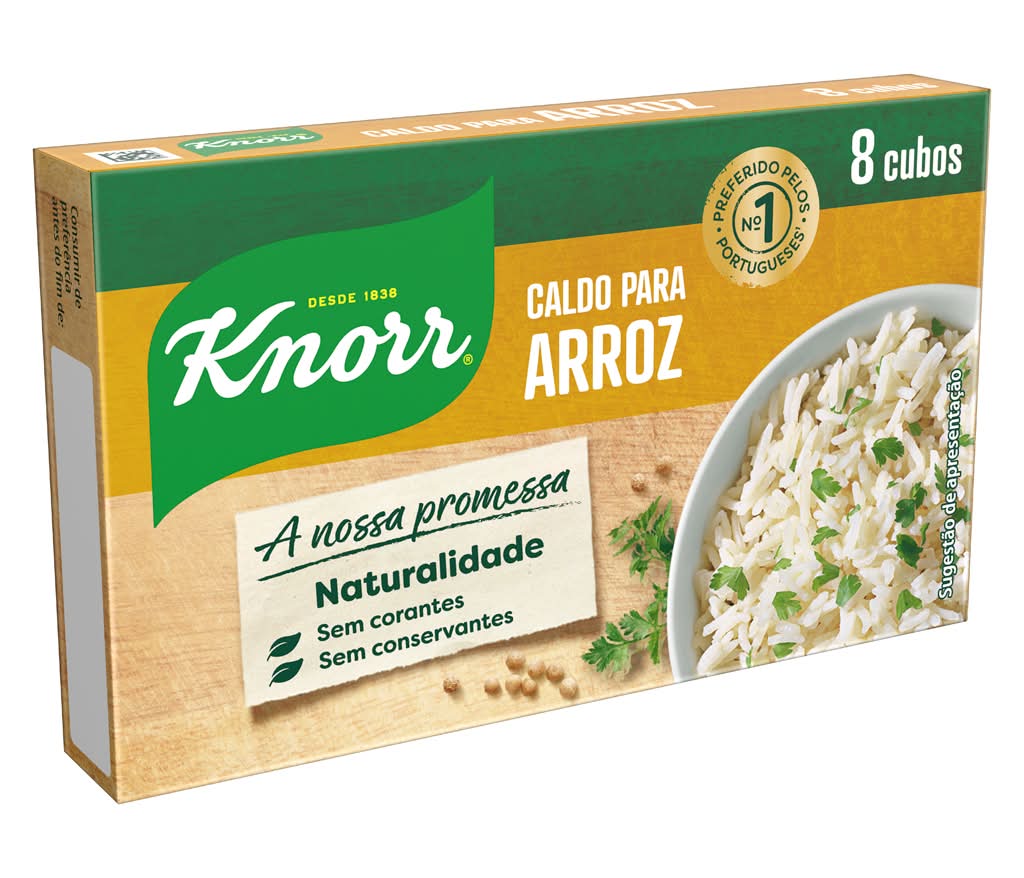 Knorr - Caldo para arroz 8 cubos, embalagem de 80g