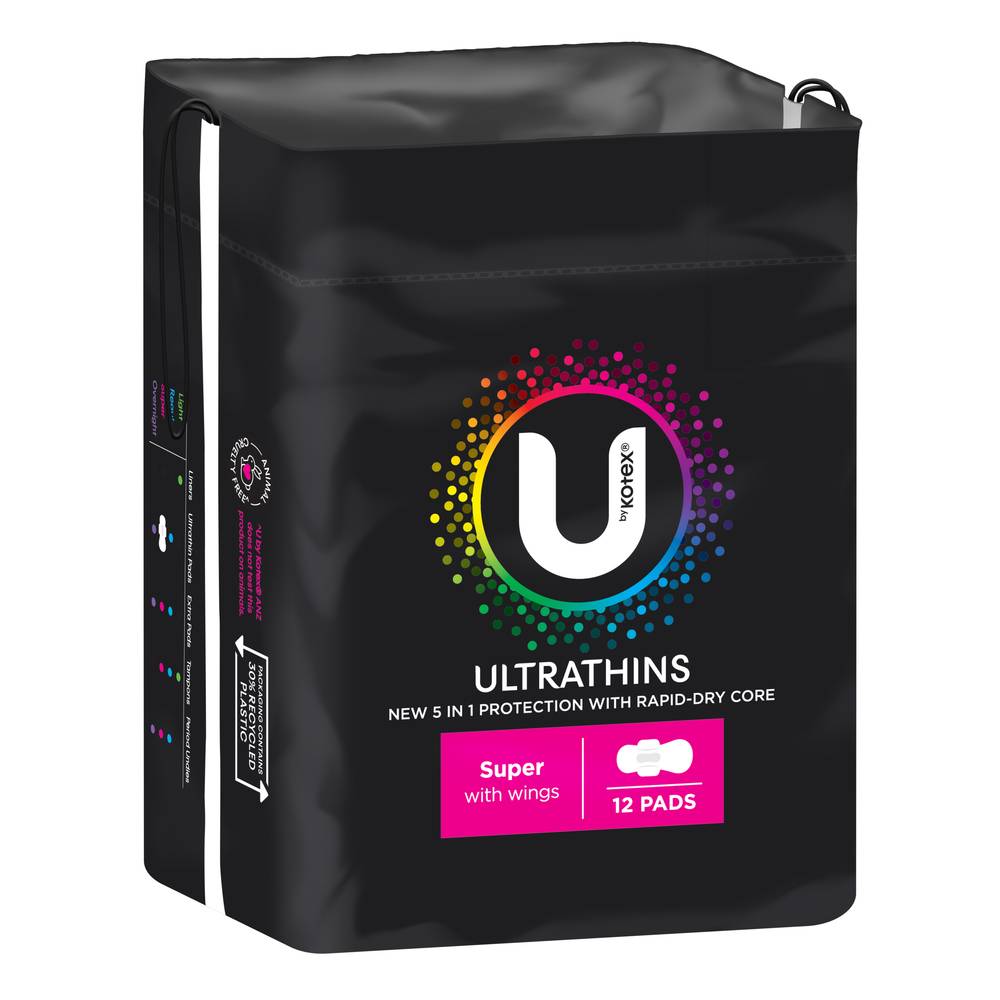 U By Kotex Ultrathin Super Pads With Wings