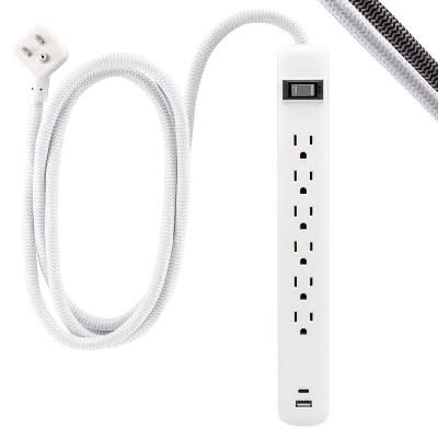 General Electric 82594 Power Strip With Usb, 6' , White