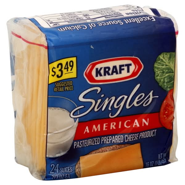 Kraft Singles American Cheese Slices (16 oz, 24 ct)