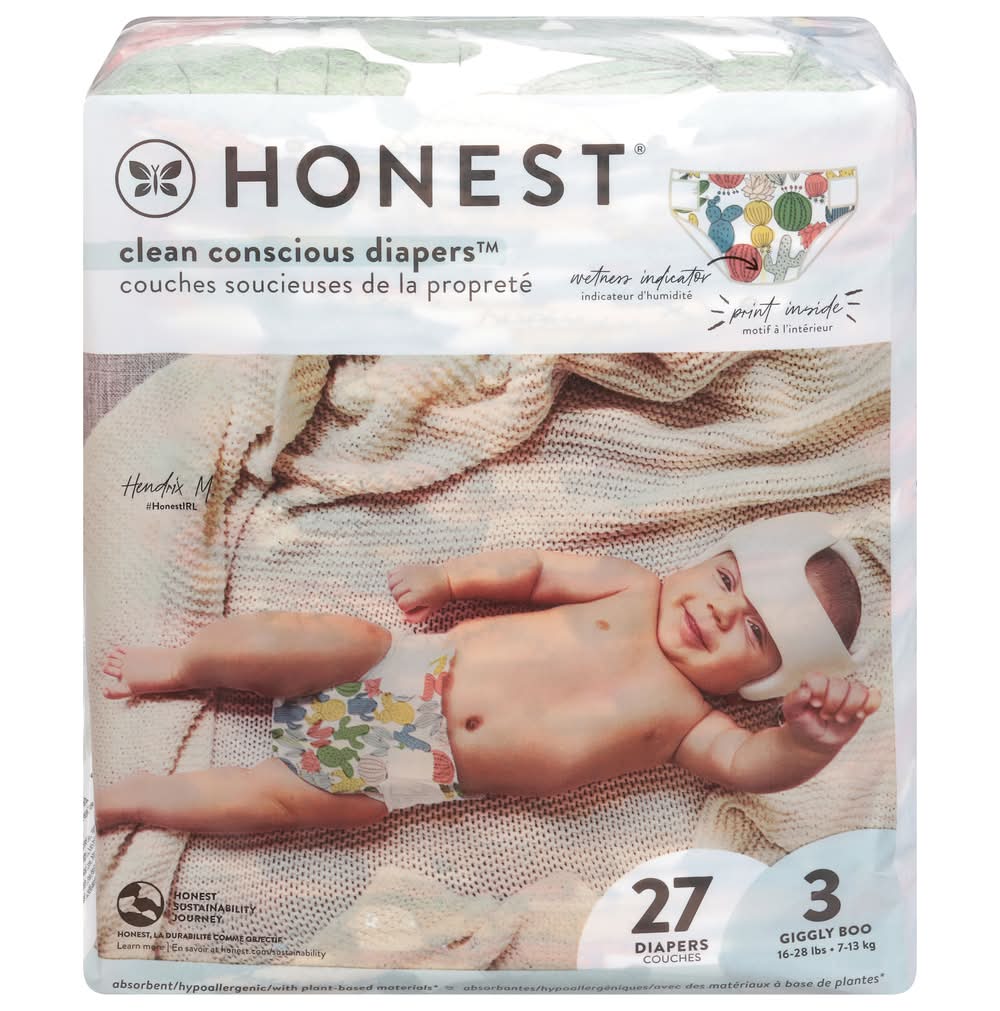 Honest Giggly Boo Cactus Cuties Diapers, 3 (1.8 lbs, 27 ct)