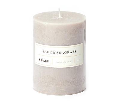 Sage & Seagrass Warm Gray Pillar Candle, (4")