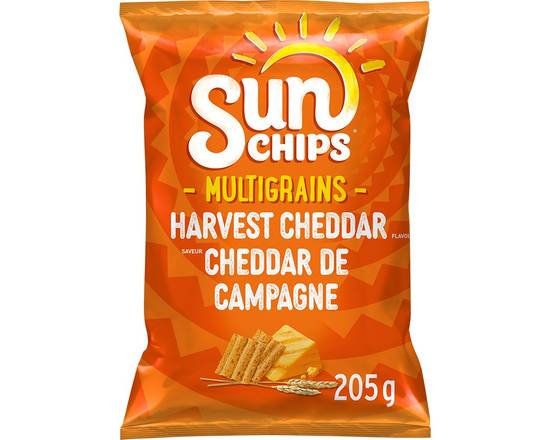 SunChips · Croustilles de cheddar de campagne (225 g) - Multigrains harvest cheddar chips (205 g)