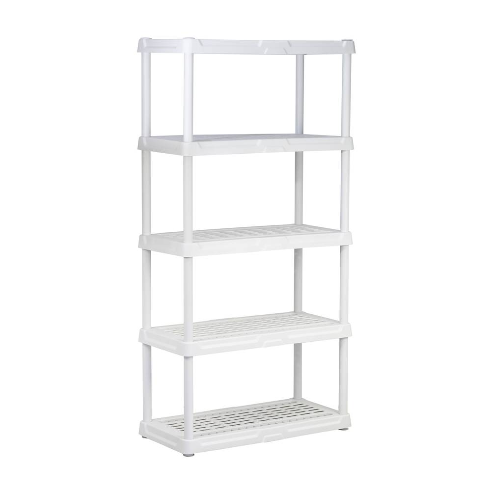 Project Source Plastic Heavy Duty 5-Tier Utility Shelving Unit (36-in W x 18-in D x 72-in H), White, (150-lb Capacity Per Shelf) | 3540319