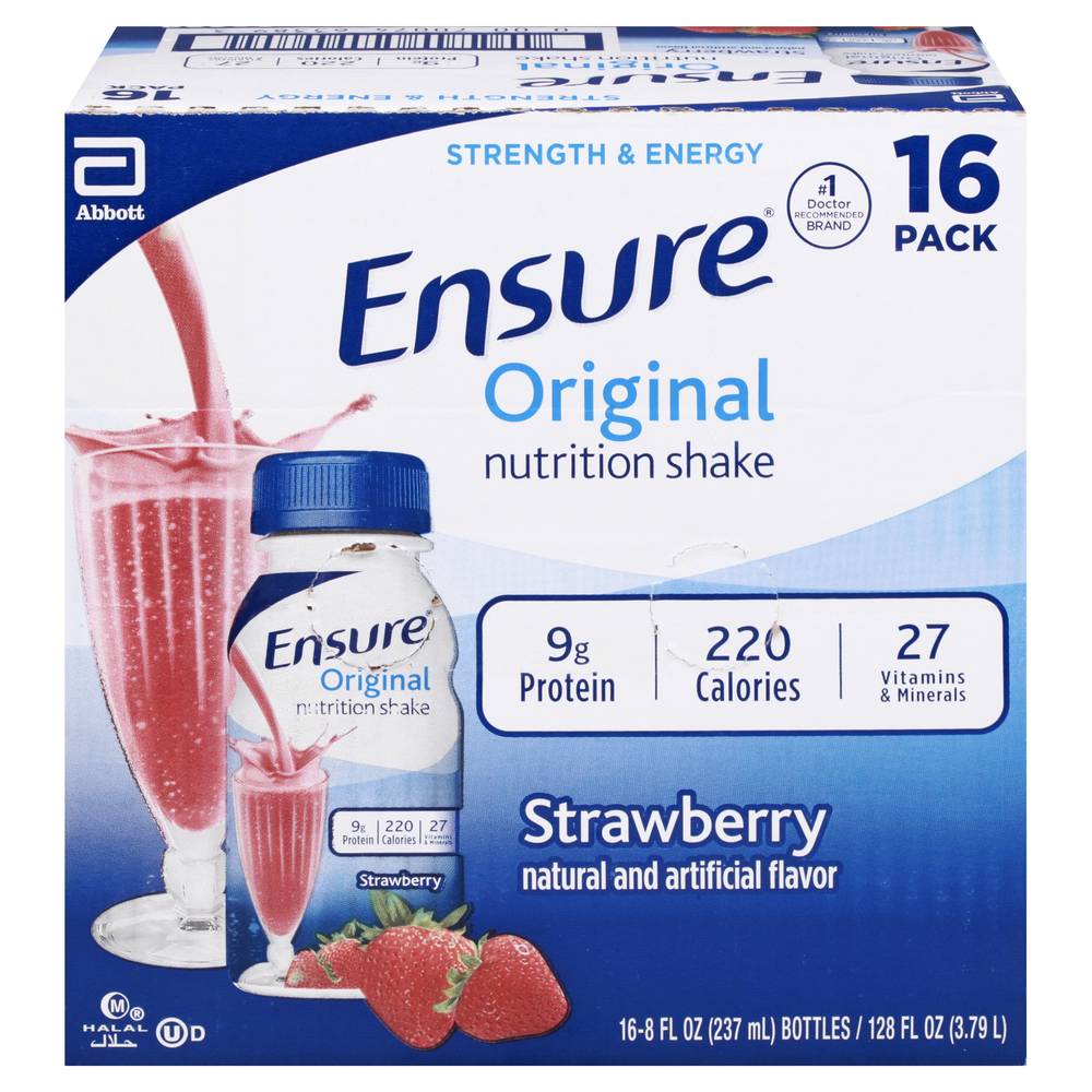 Ensure Original Nutrition Shake, Strawberry (16 x 8 fl oz)