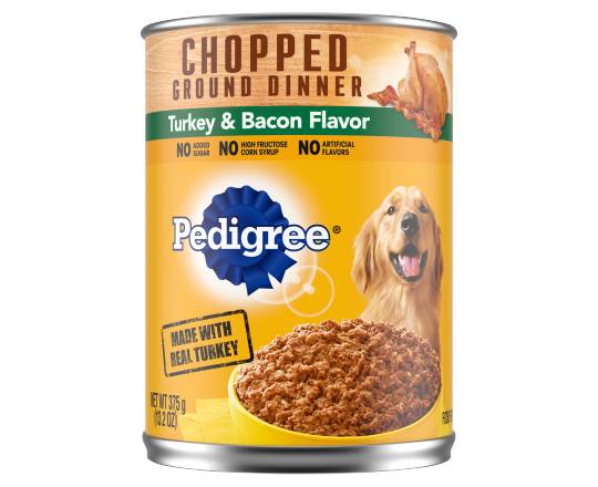 Pedigree Chopped Ground Dinner Wet Dog Food, Turkey & Bacon (13.2 oz)