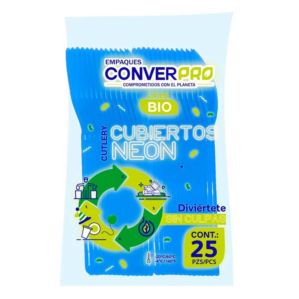 Converpro bio cuchara azul neón (bolsa 25 piezas)