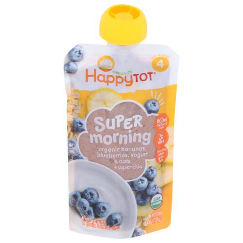 Happy Tot Organic Super Morning Banana Blueberry Yogurt & Oats + Super Chia Stage 4 Pouch