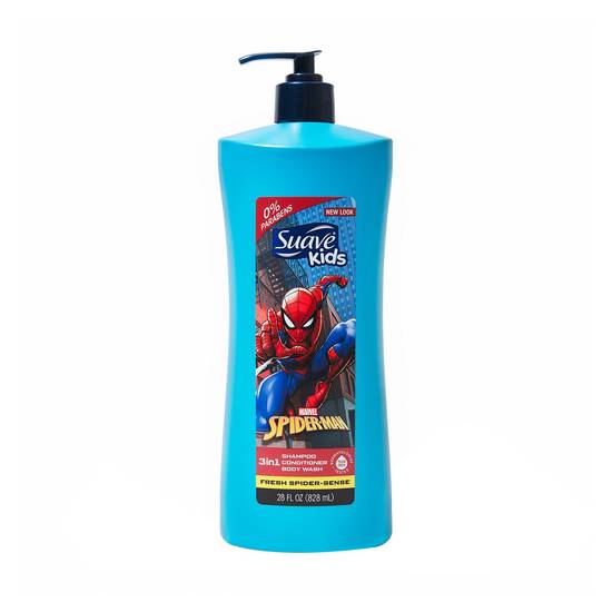 Suave Kids 3 in 1 Shampoo Conditioner Body Wash, Fresh Spider-Sense, 28 OZ