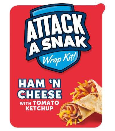 Attack A Snak Ham 'N Cheese Wrap Kit With Tomato Ketchup (3 pack)