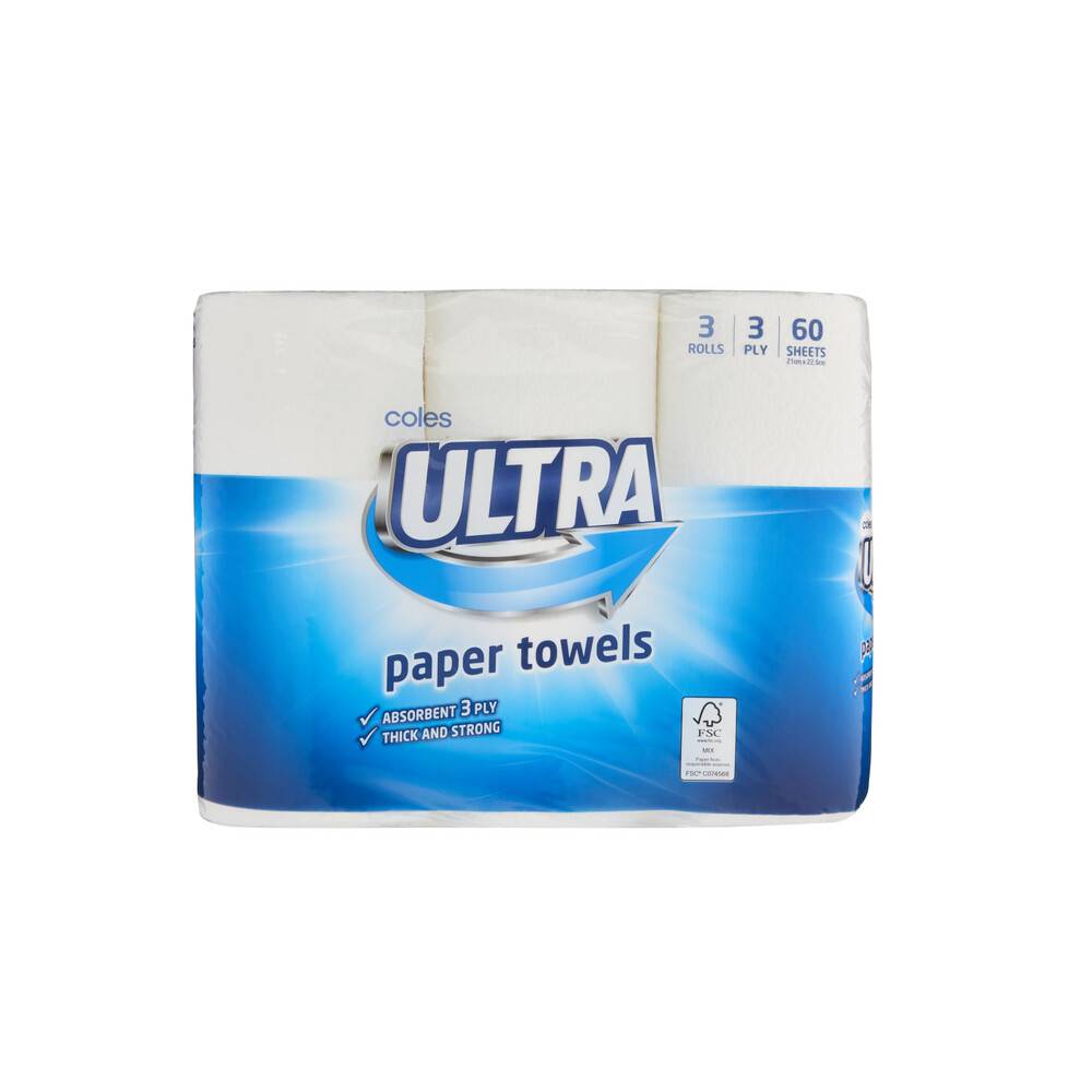 Coles Ultra Paper Towel 3ply (3 pack)