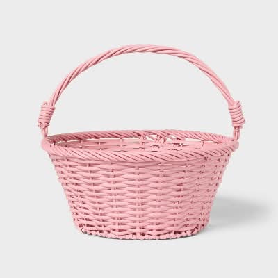 Spritz Willow Plastic Wicker Easter Basket, 12 in, Pink