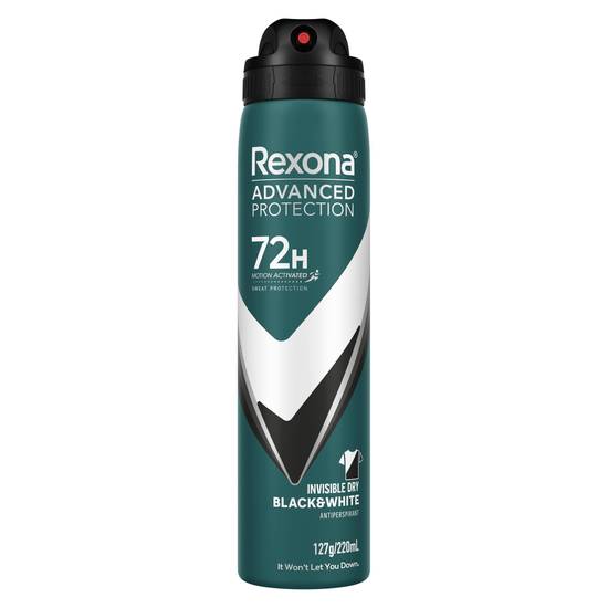 Rexona Men Antiperspirant Aerosol Advanced Invisible Dry Black & White Deodorant 220 ml