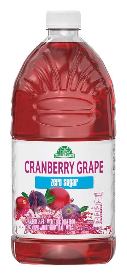 Nature's Nectar Zero Sugar Juice Cocktail, Cranberry-Grape (64 fl oz)