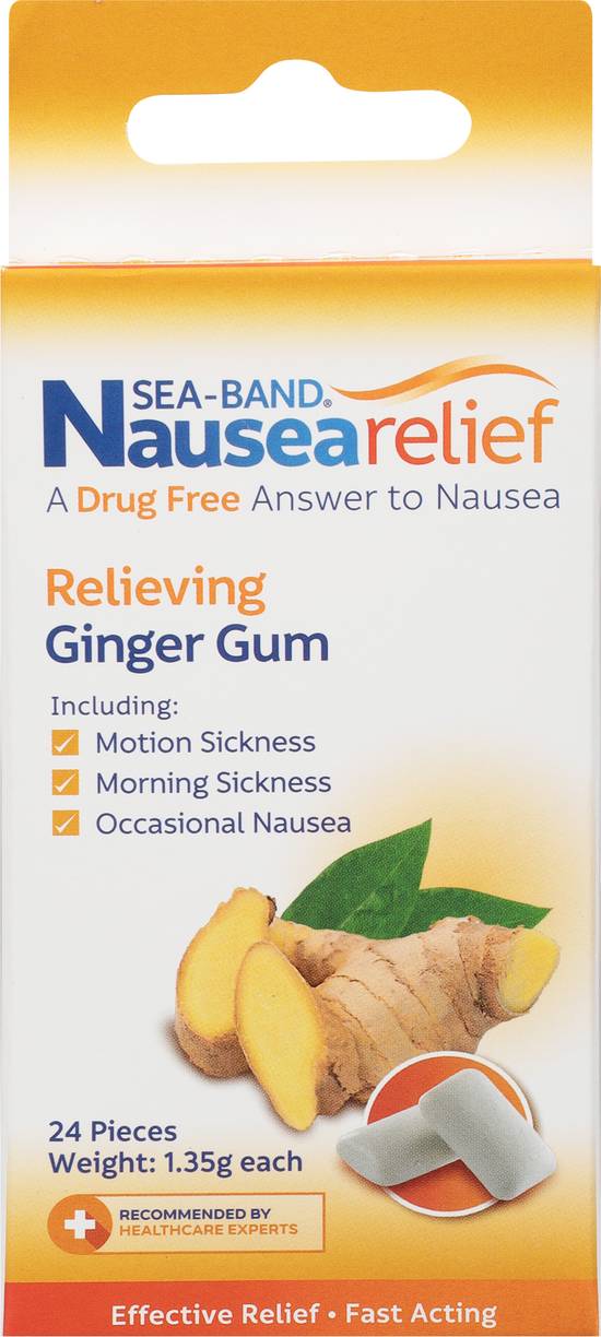 Sea-Band Nausea Relief Relieving Ginger Gum (24 ct)