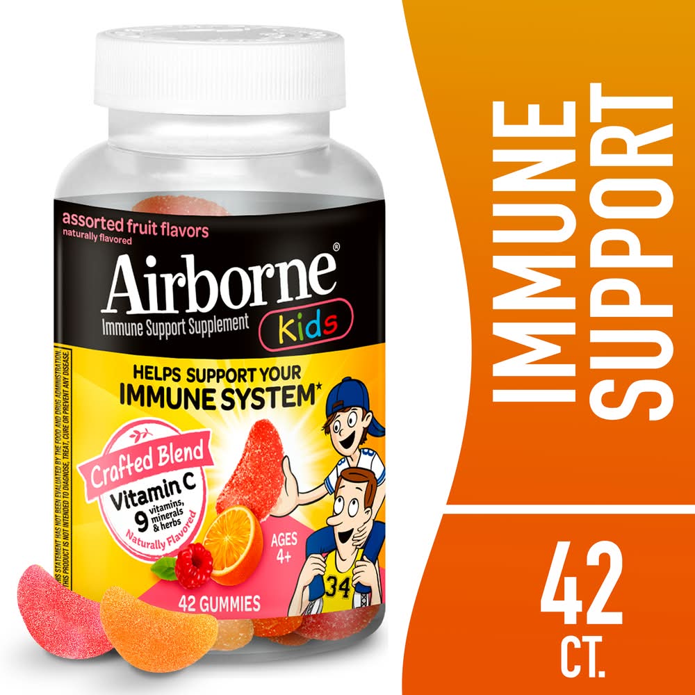 Airborne Kids Assorted Fruit Flavors Immune Support Supplement Gummies (0.7 lbs)
