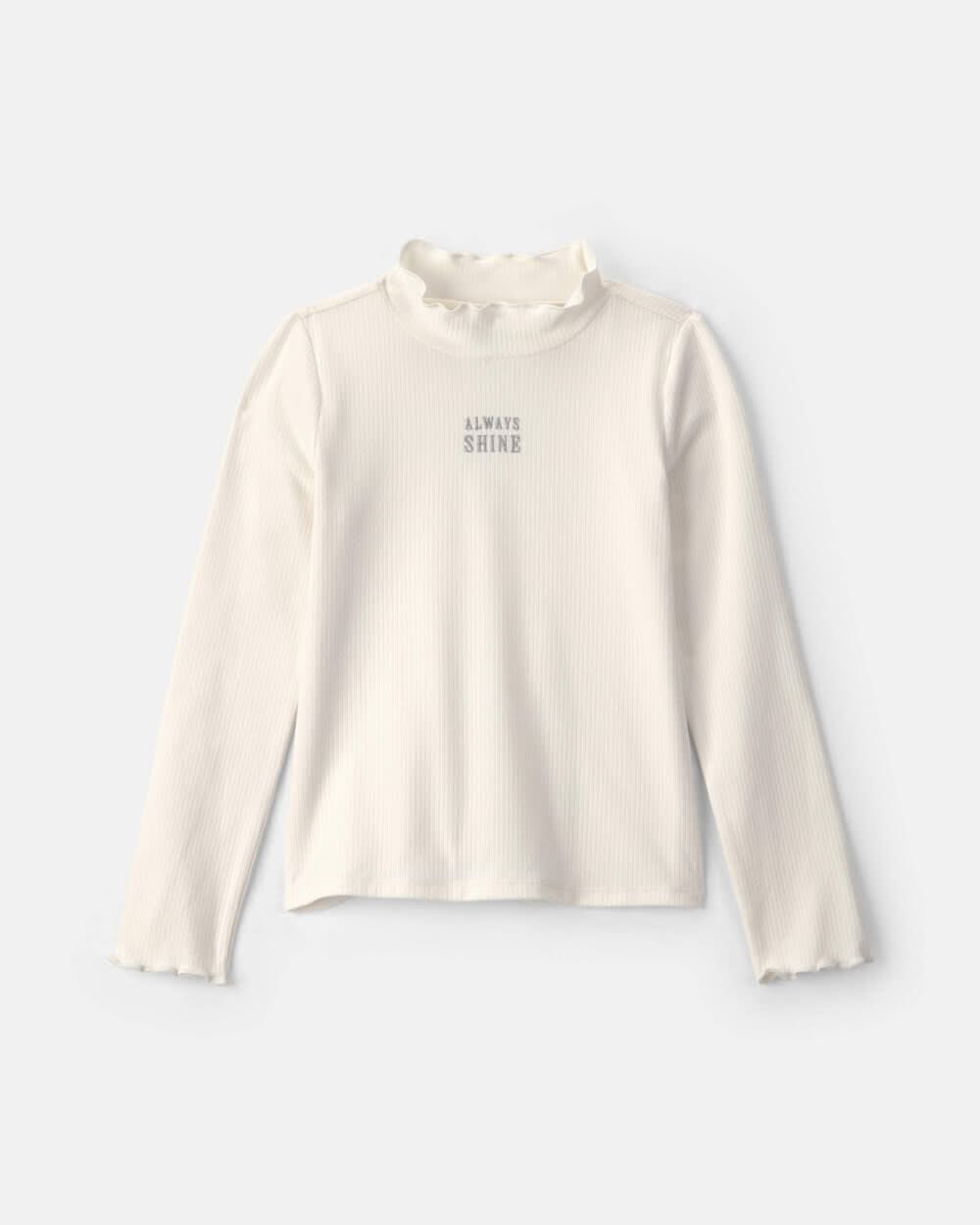 Girls 'Always Shine' Long-Sleeve Mock Neck Top - Cream - 10