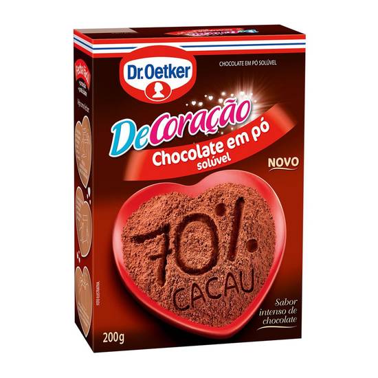 Dr. oetker chocolate em pó solúvel 70% cacau decoração