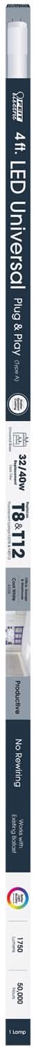 Feit Linear T8 G13 (Medium Bi-Pin) Led Bulb Cool White 32 Watt Equivalence 1 Pk