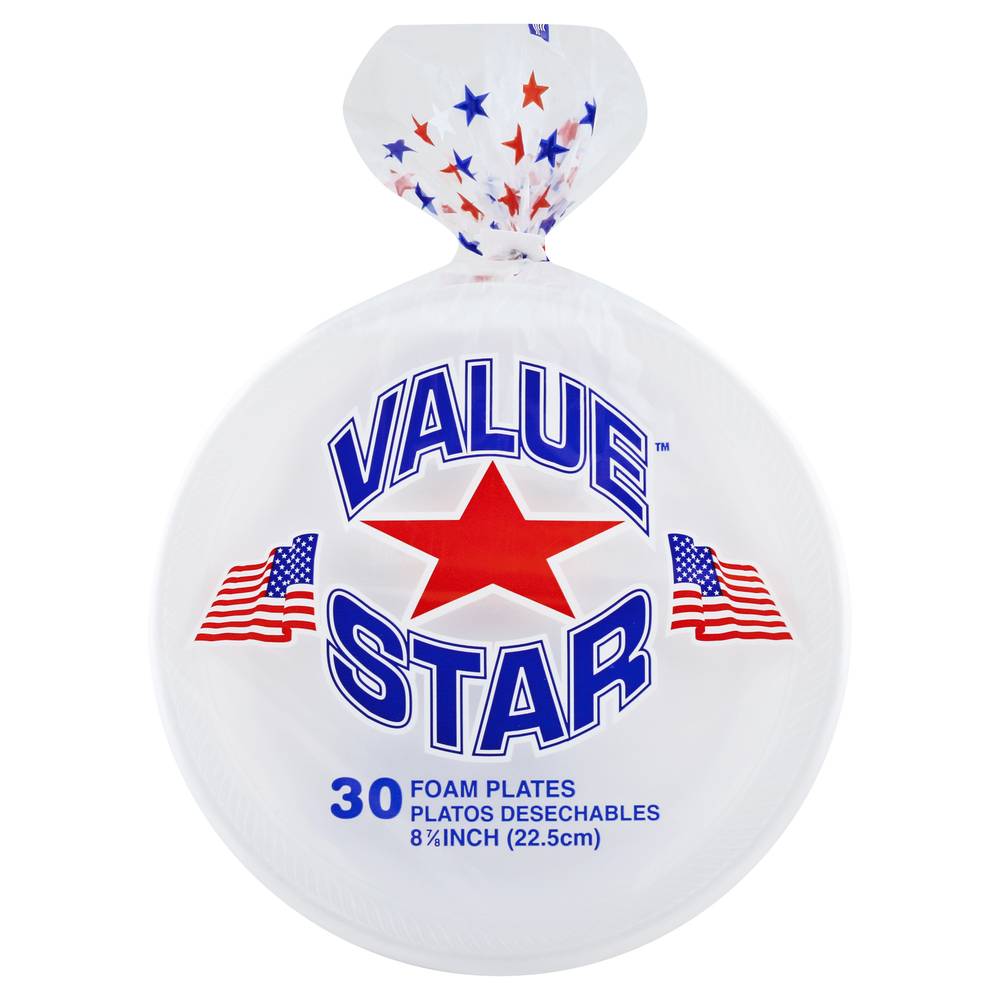 Value Star 8 in Foam Plates (30 ct)