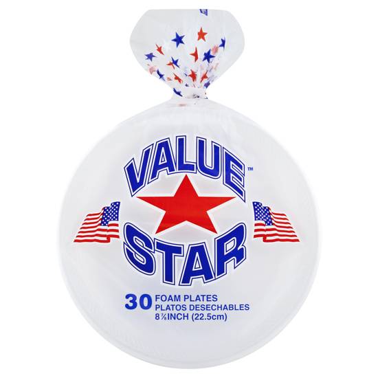 Value Star 8 in Foam Plates (30 ct)