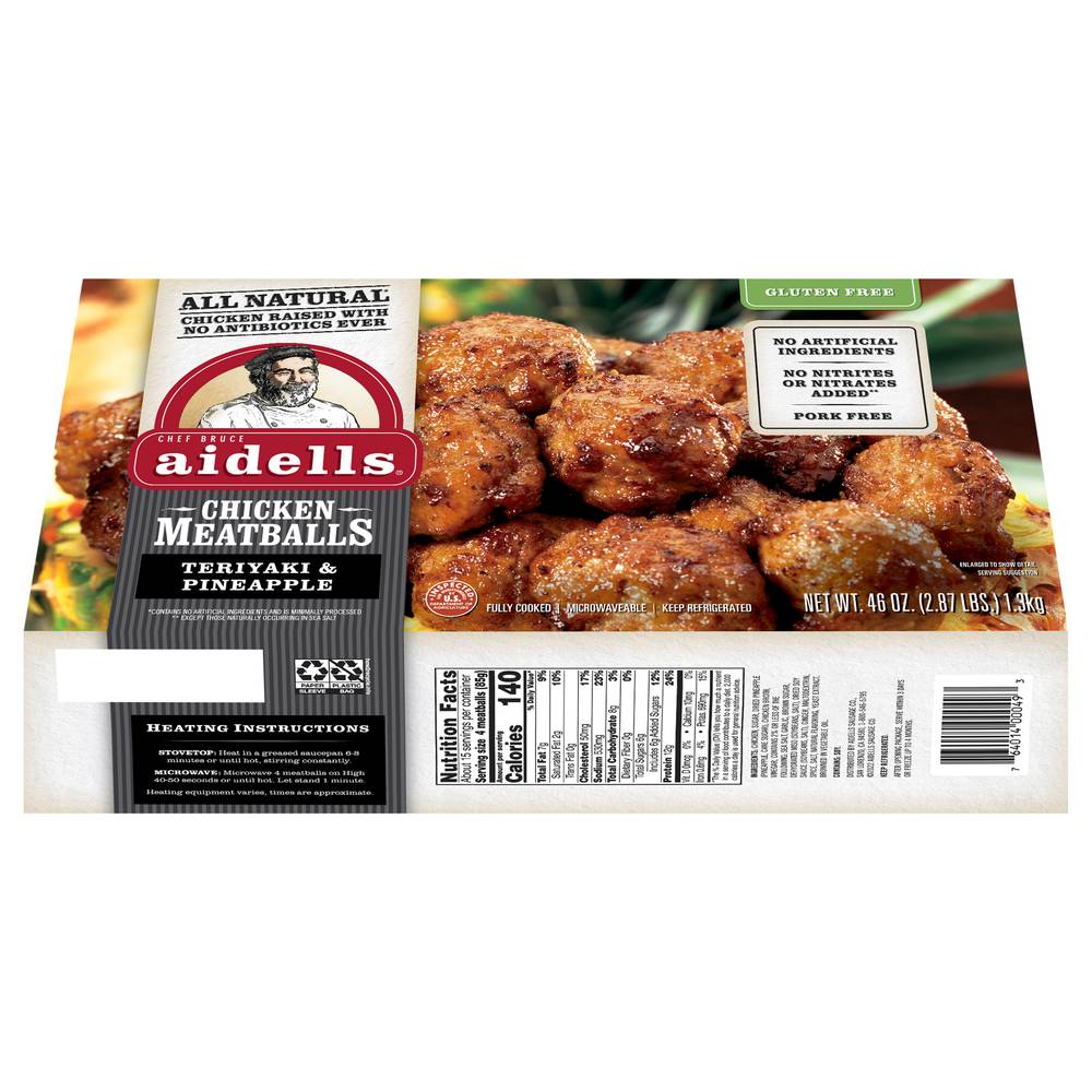 aidells Teriyaki Pineapple Chicken Meatballs (46 oz)