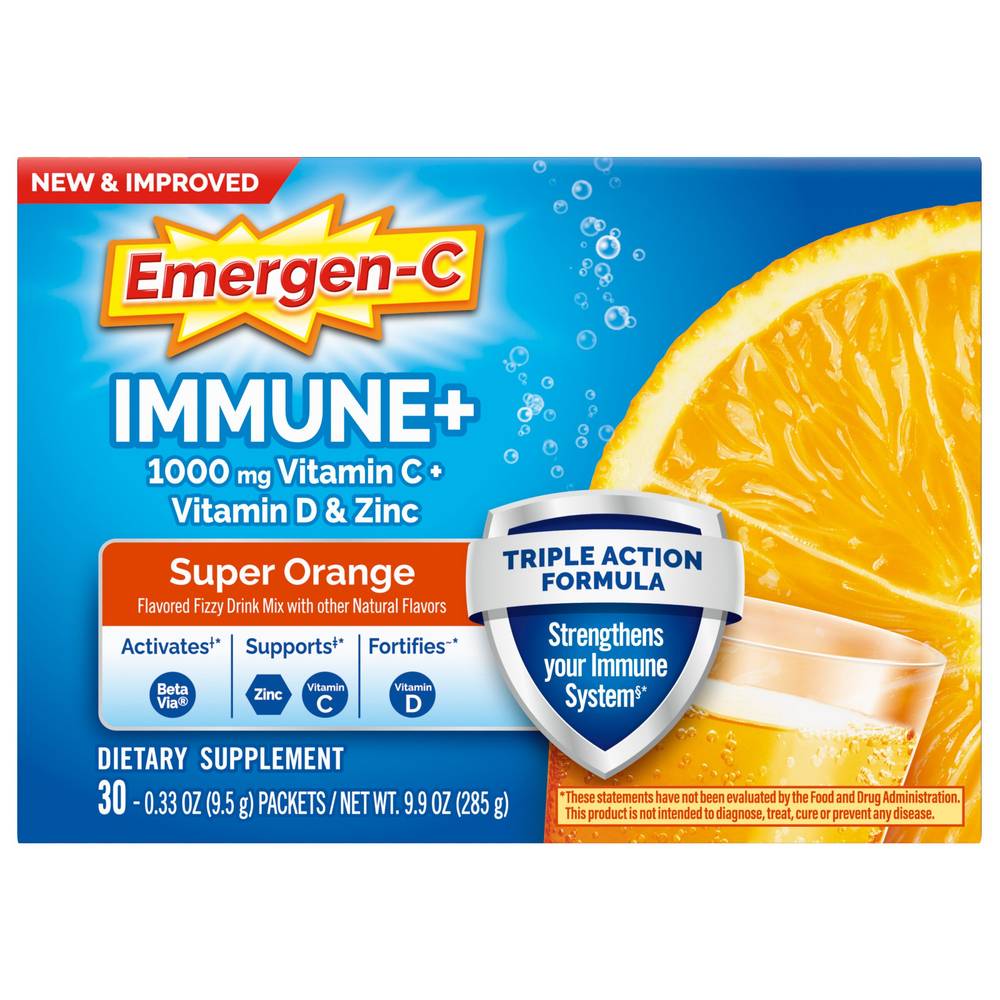 Emergen-C Immune+ Triple Action Immune Support Powder, 30 Ct