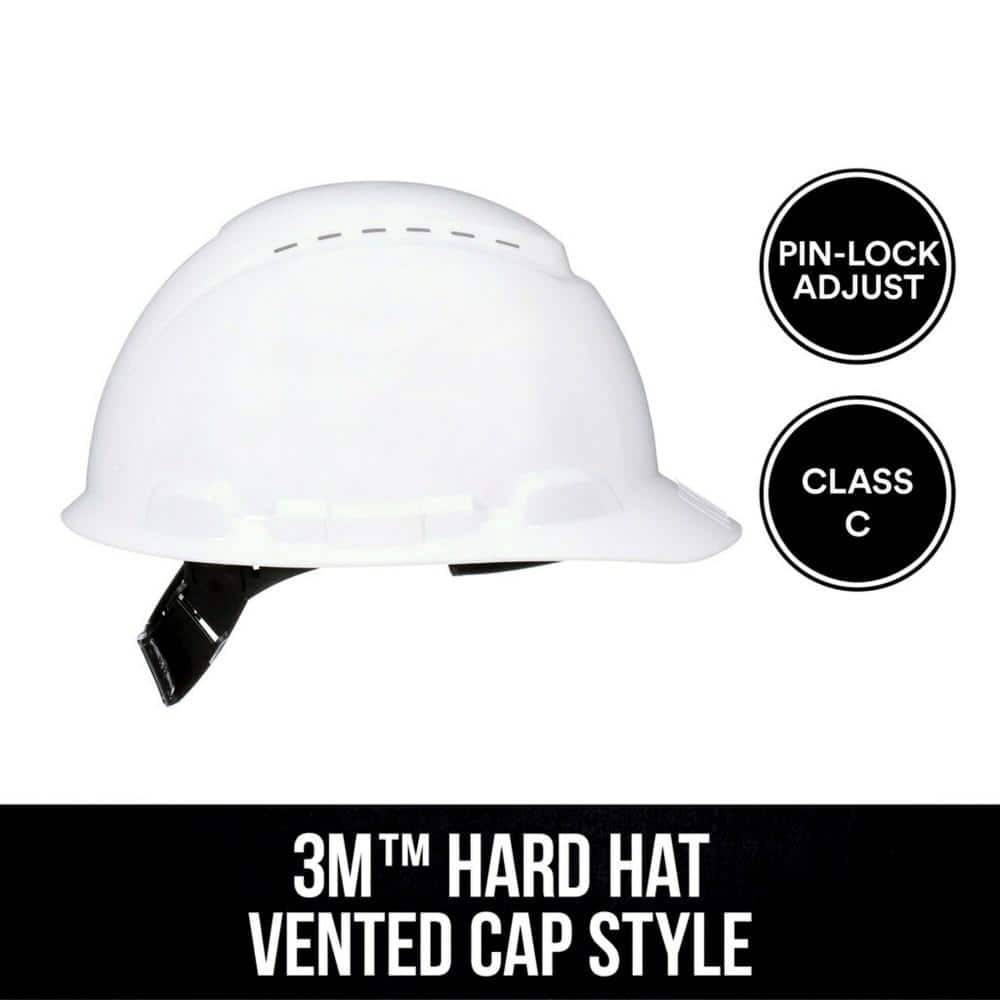 3M Vented White Hard Hat With Pinlock Adjustment